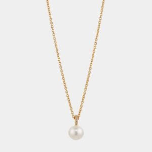 8MM GENUINE FRESHWATER PEARL AND PAVE CZ PENDANT