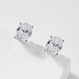 LARGE OVAL CZ STUD EARRINGS