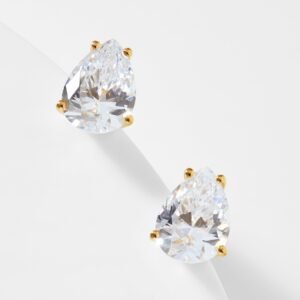 LARGE PEAR CZ STUD EARRINGS