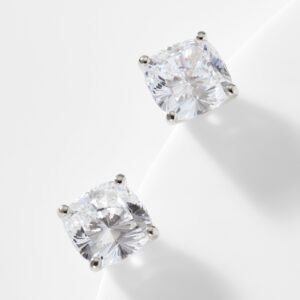 LARGE CUSHION CUT CZ STUD EARRINGS