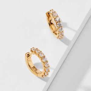 PERFECT HOOPS 2.5MM CZ X 15MM HUGGIE HOOP EARRINGS