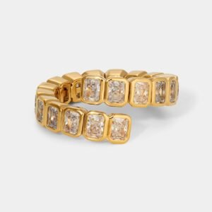 DAZZLE EMERALD CZ BEZEL FLEX WRAP RING